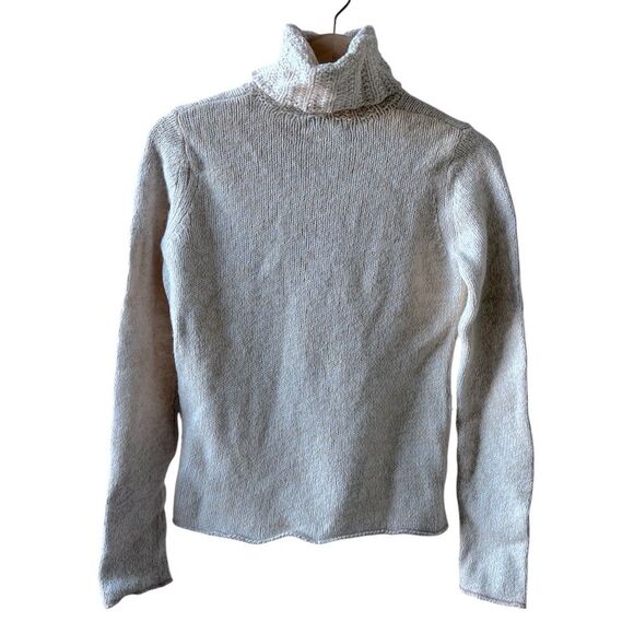 Vintage GAP Cream Wool Turtleneck Sweater size medium 90s minimalist beige - Picture 2 of 2